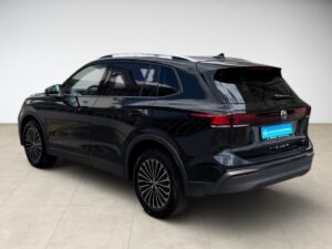 Schwarzer SUV, Seitenansicht, glänzend, moderne Felgen, keine Personen sichtbar.